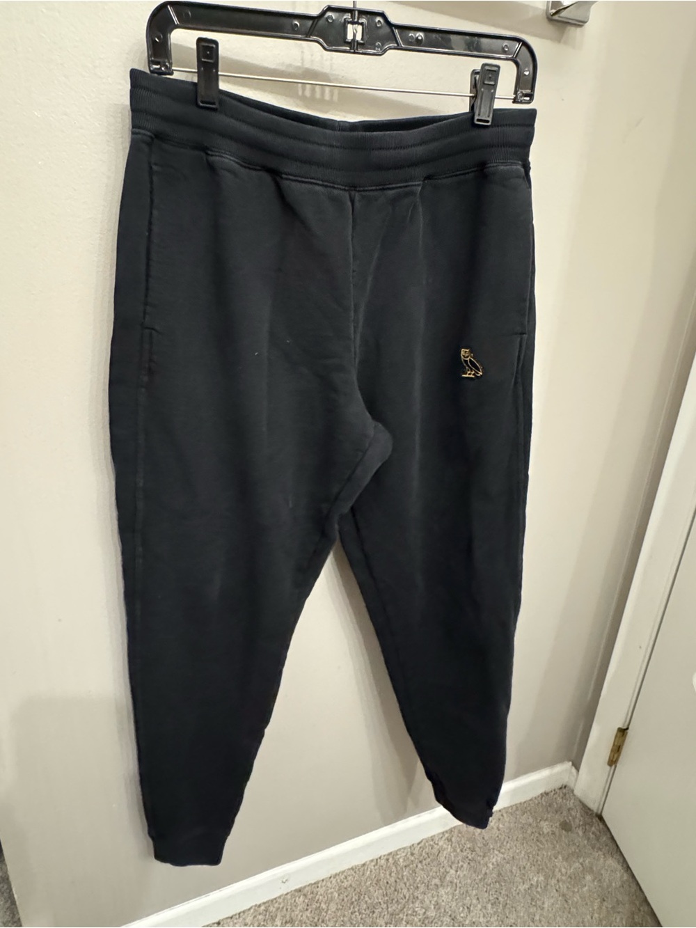 OVO Black Jogger Sweatpants with Gold Owl Emblem